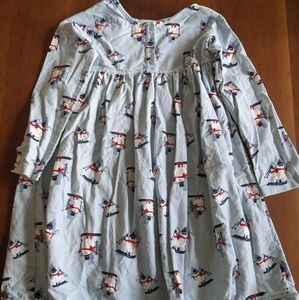 Girl's Cotton Nightgown - US 8, snowperson skiing